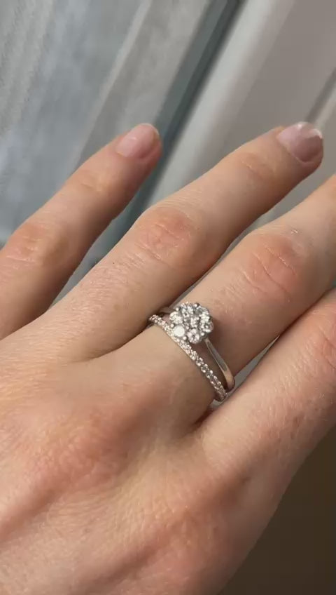 Inel Aur Alb 18k cu diamante - certificat