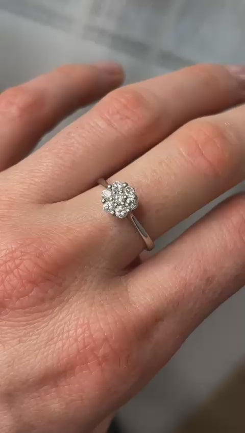 Inel Aur Alb 18k cu diamante - certificat